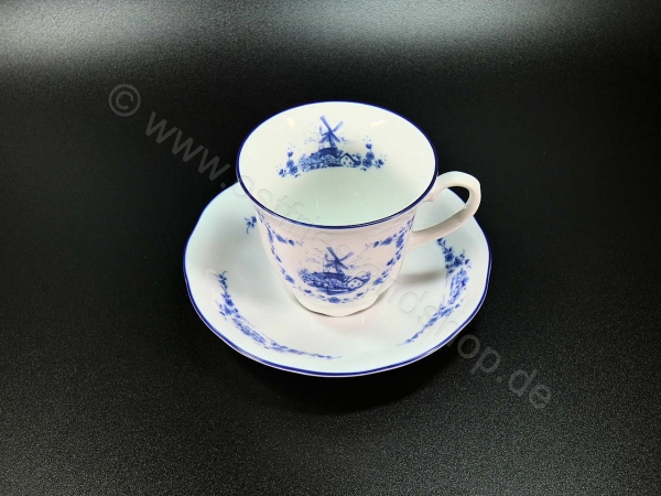 Kaffeetasse mit Untertasse Dekor Windmühle